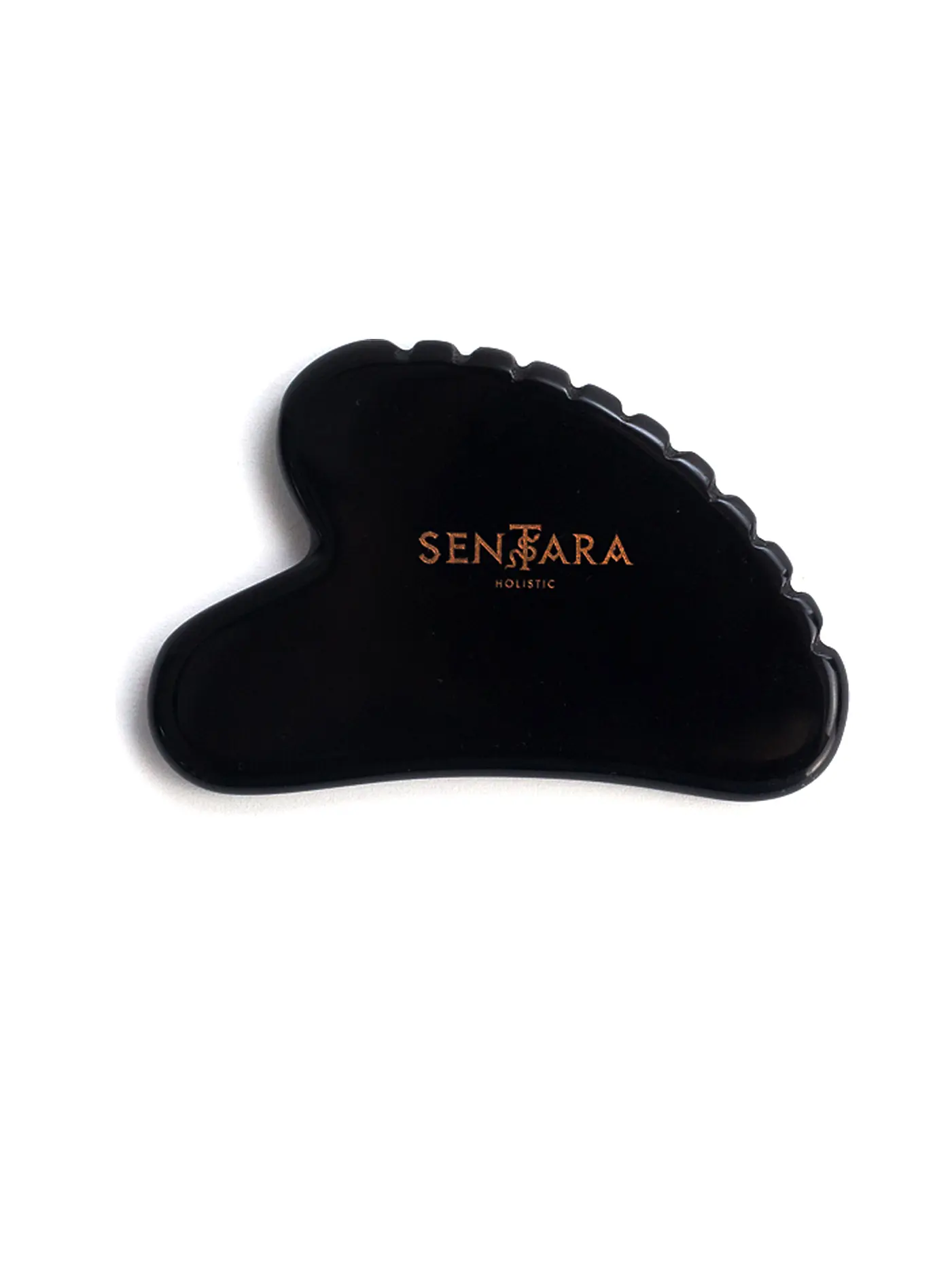 SENTARA | Massagestein - Gua Sha Herz mit Zähnen Schwarz | 